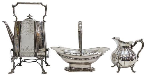 (3) SILVER PLATE CAKE BASKET,