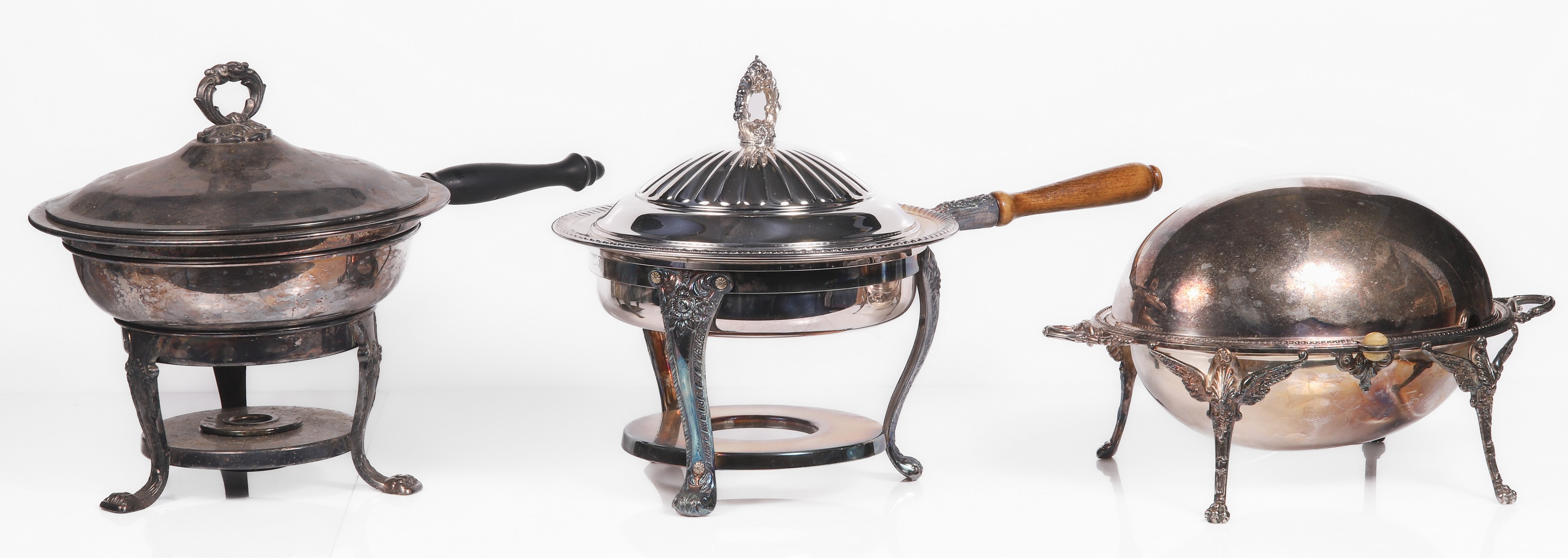 (3) Silver plate serving dishes,