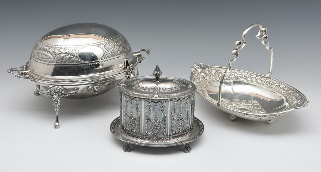 3 SILVER PLATE SERVING PIECES.3