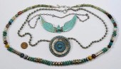 3 SILVER, TURQUOISE NECKLACES