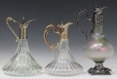 (3) SILVERPLATE-MOUNTED GLASS