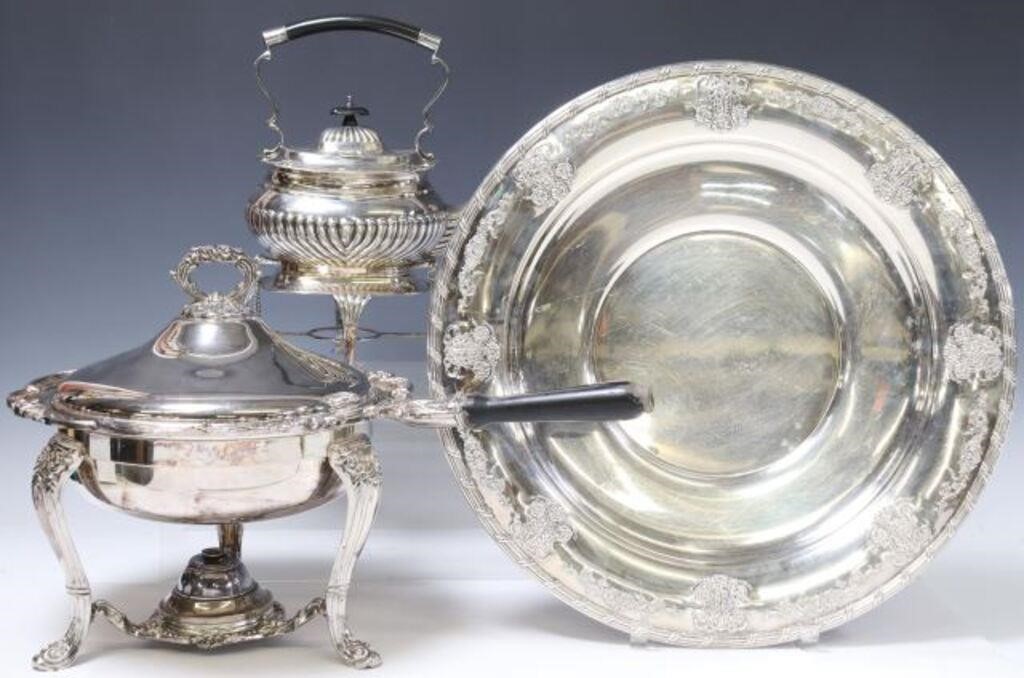 (3) SILVERPLATE SPIRIT KETTLE,