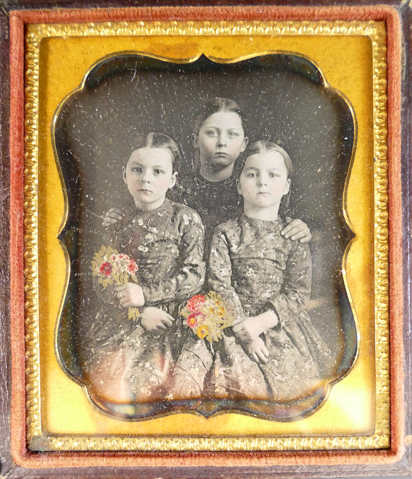 3 Sisters Tinted Daguerreotype in
