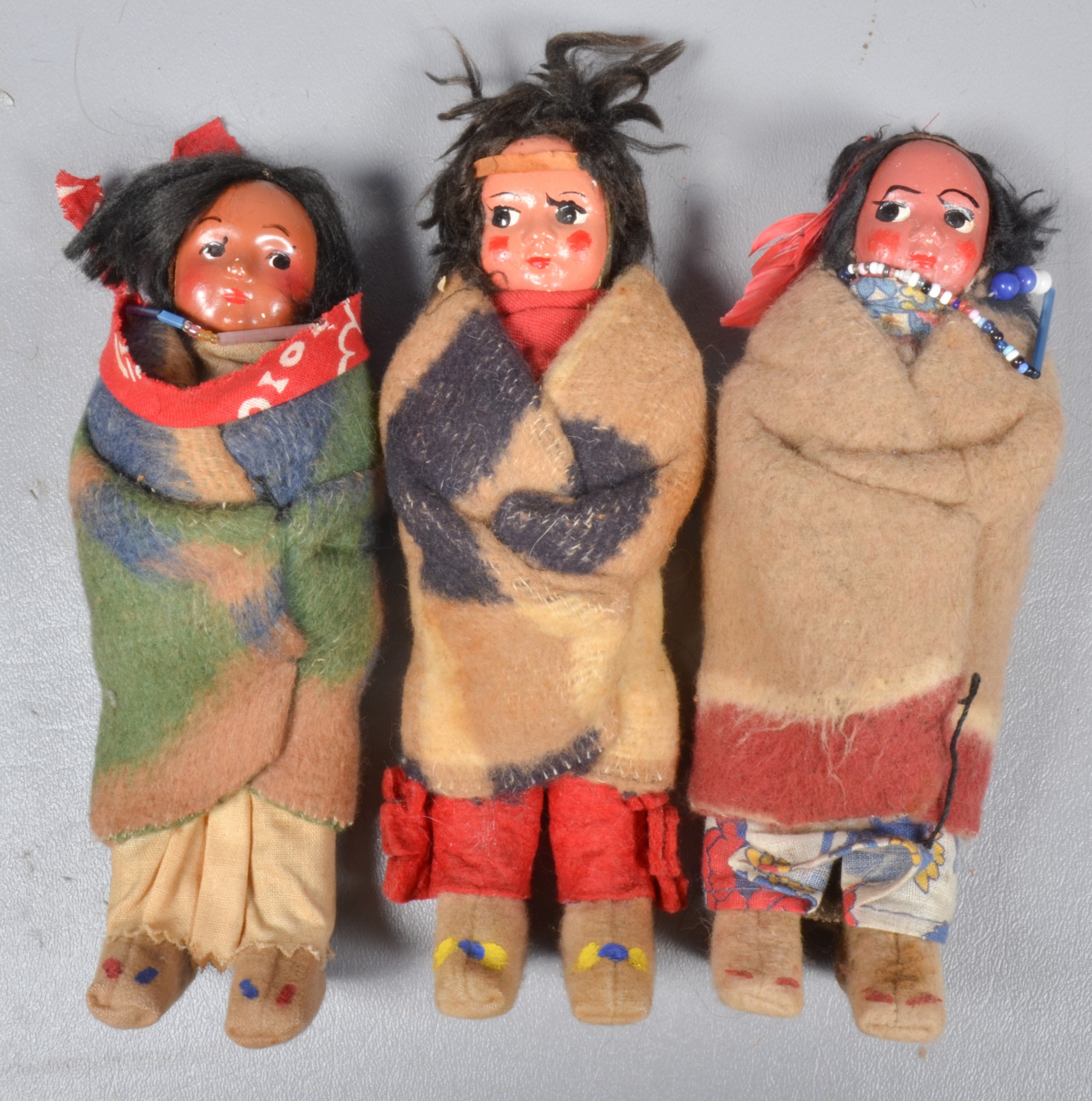 (3) Skookum dolls, 7"H ea,