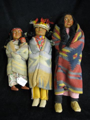 3 Skookum Indian Dolls 10 1/2''