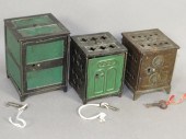 3 SMALL CAST IRON SAFE SHAPED