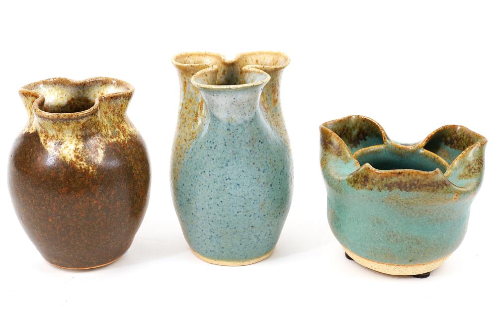 3 SMALL CERAMIC VASES BY PETER