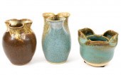 3 SMALL CERAMIC VASES BY PETER