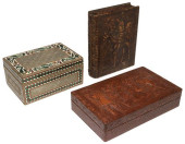 (3) SPANISH LEATHER CIGAR BOXE
