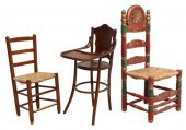 (3) SPANISH RUSH-SEAT CHAIRS &