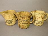 3 SPONGED STONEWARE ADVERTISIN