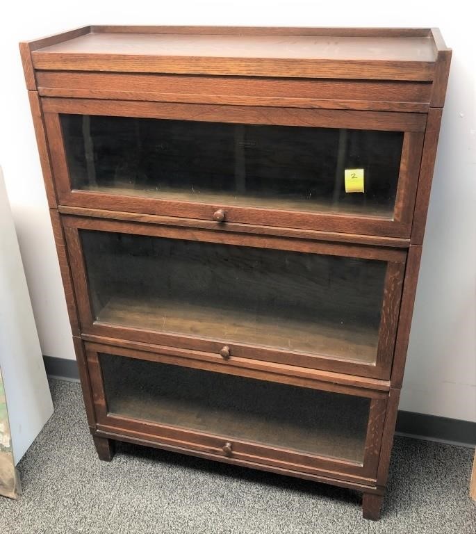 3 STACK OAK LAWYERS BOOKCASE, 5 PCS