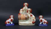 3 STAFFORDSHIRE PORCELAIN DOGS