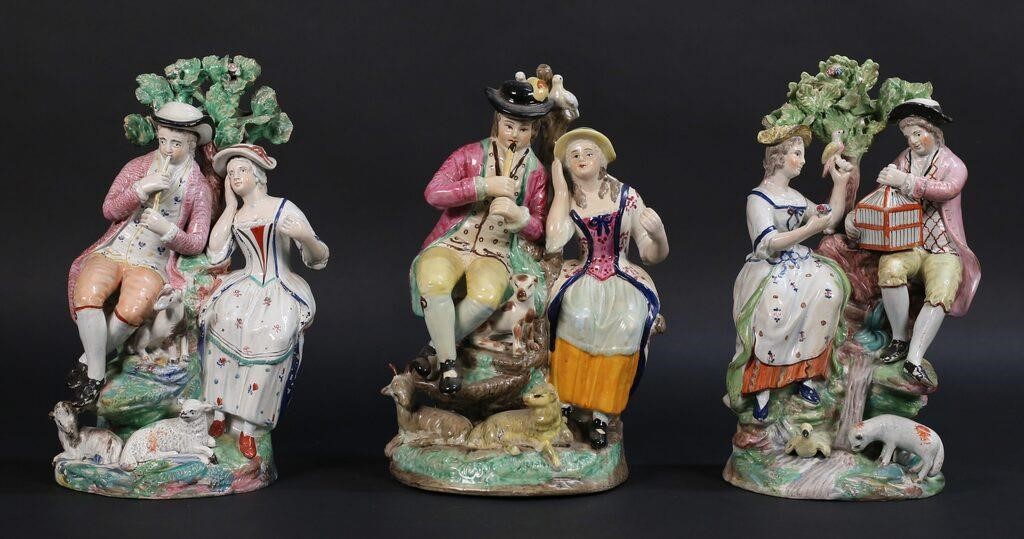 3 STAFFORDSHIRE PORCELAIN FIGURE