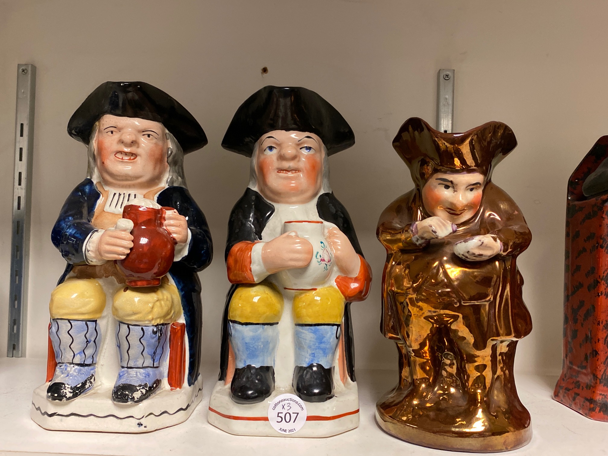 (3) STAFFORDSHIRE TOBY JUGS 19th