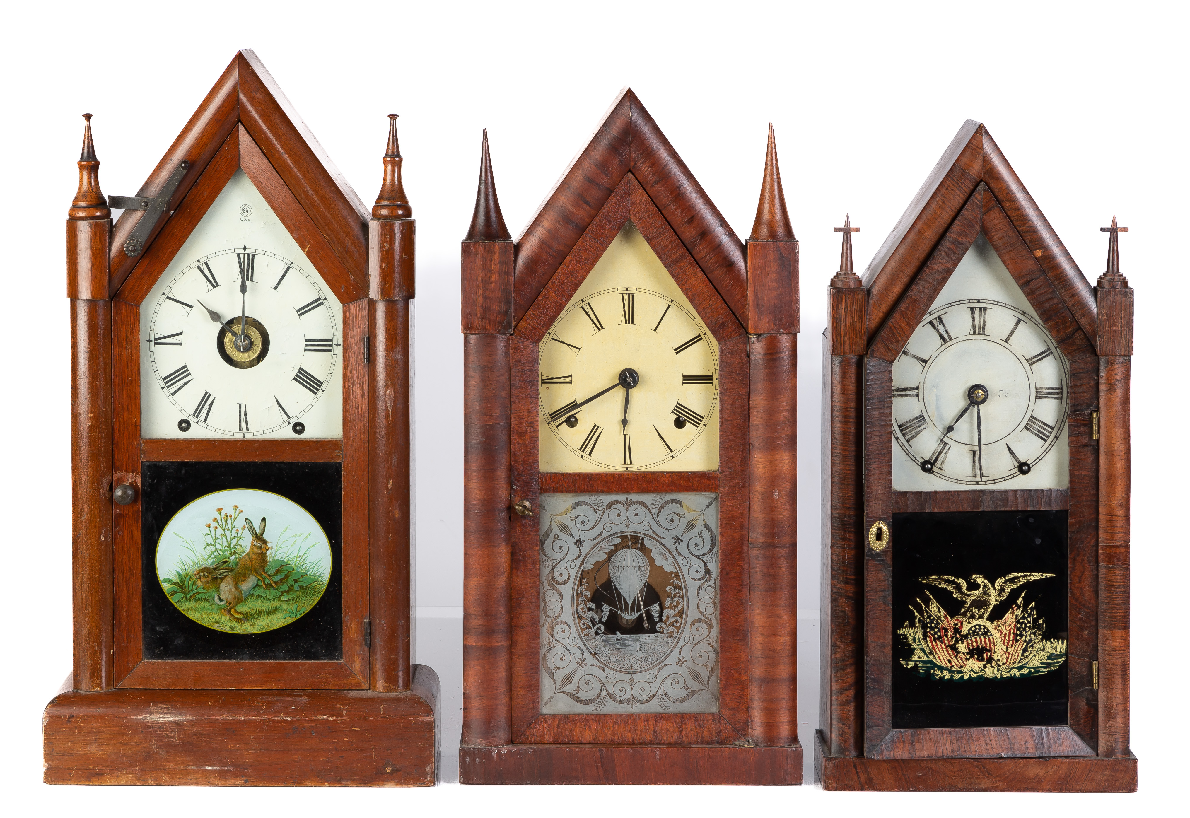 (3) STEEPLE CLOCKS Left - Seth