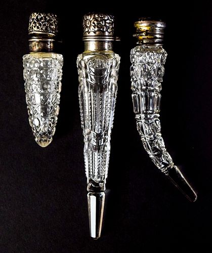 3 STERLING & CUT GLASS LAYDOWN