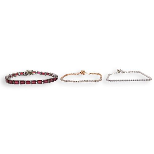 (3) STERLING SILVER AND GEMSTONE