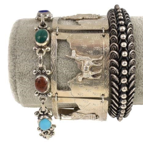 (3) STERLING SILVER BRACELETS,