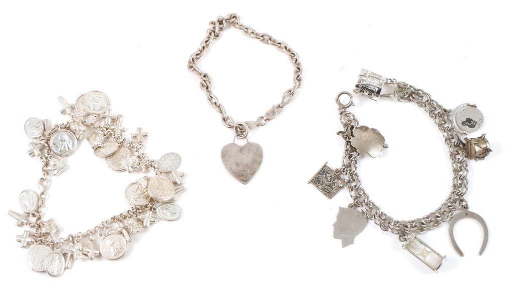 3 STERLING SILVER CHARM BRACELETS