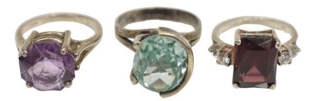 (3) STERLING SILVER & GEMSTONE