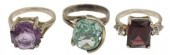 (3) STERLING SILVER & GEMSTONE