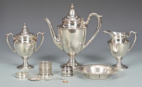 3 STERLING SILVER TEA ITEMS & MOREA