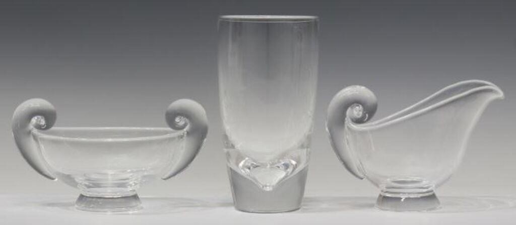 (3) STEUBEN ART GLASS VASE, SUGAR