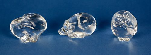 3 STEUBEN CLEAR CRYSTAL ANIMAL