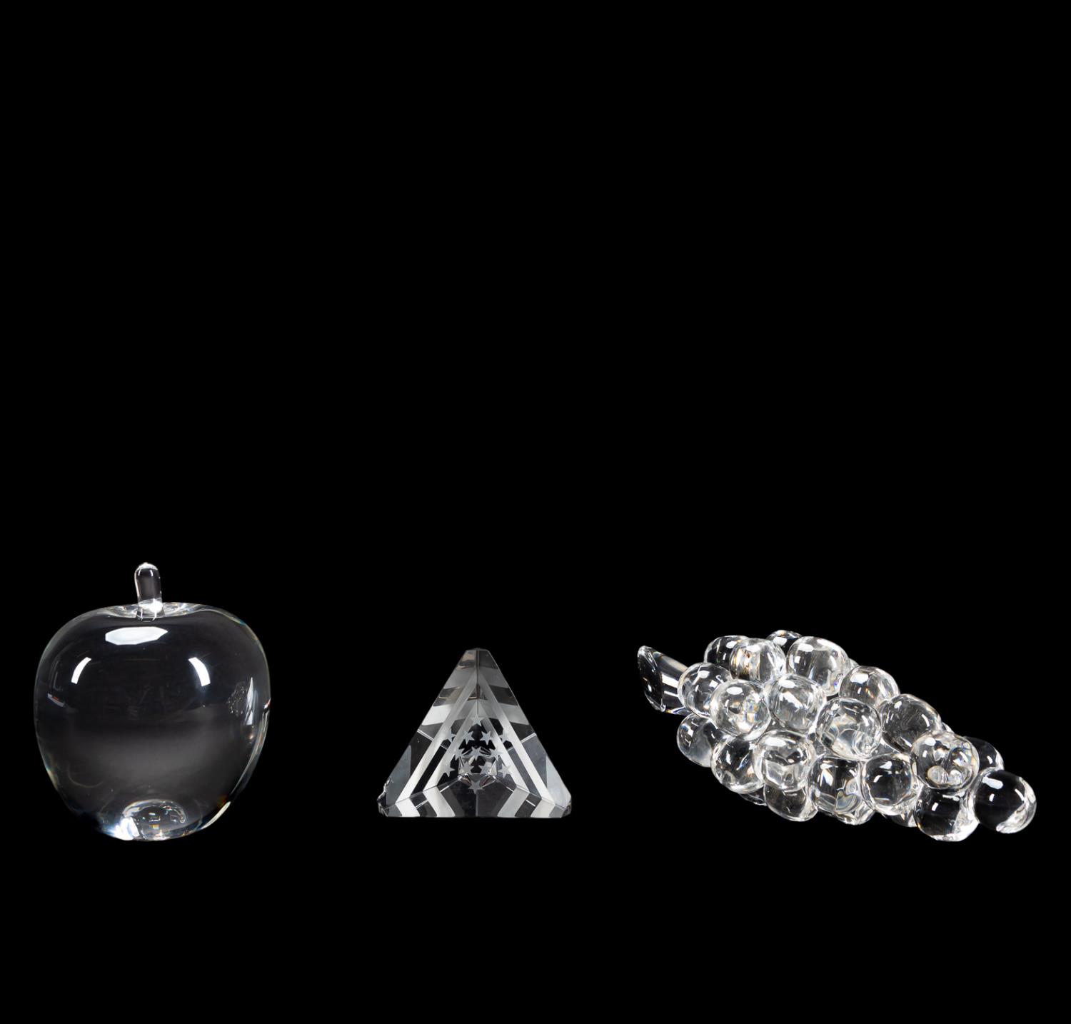 3 STEUBEN CRYSTAL PIECES, FRUIT &