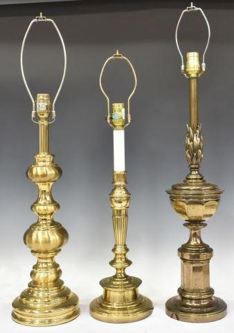 (3) STIFFEL BRASS TABLE LAMPS W/