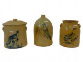 (3) STONEWARE CROCKS AND JUG W
