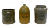 (3) STONEWARE CROCKS AND JUG B