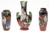 3 SUMIDA GAWA POTTERY VASES3 S
