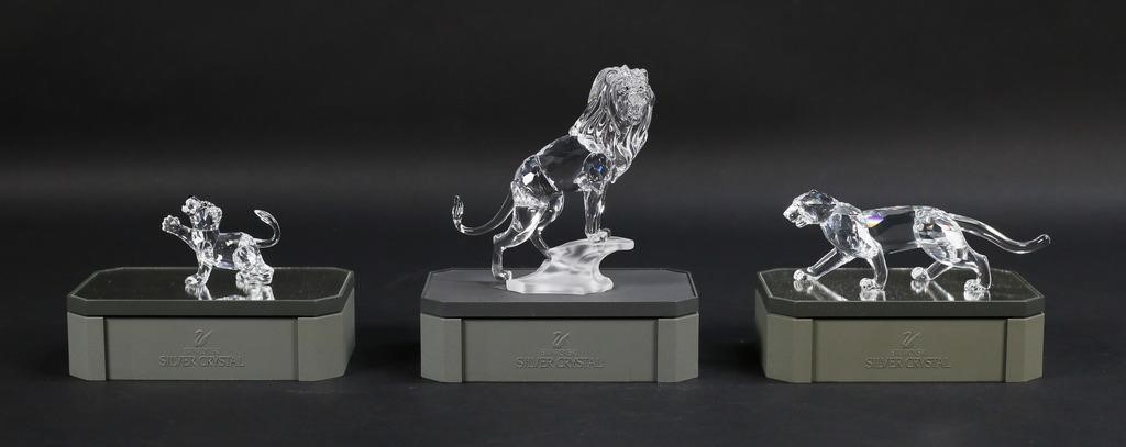3 SWAROVSKI CRYSTAL FIGURINES LIONS
