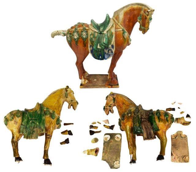 (3) TANG STYLE SANCAI GLAZE HORSES,