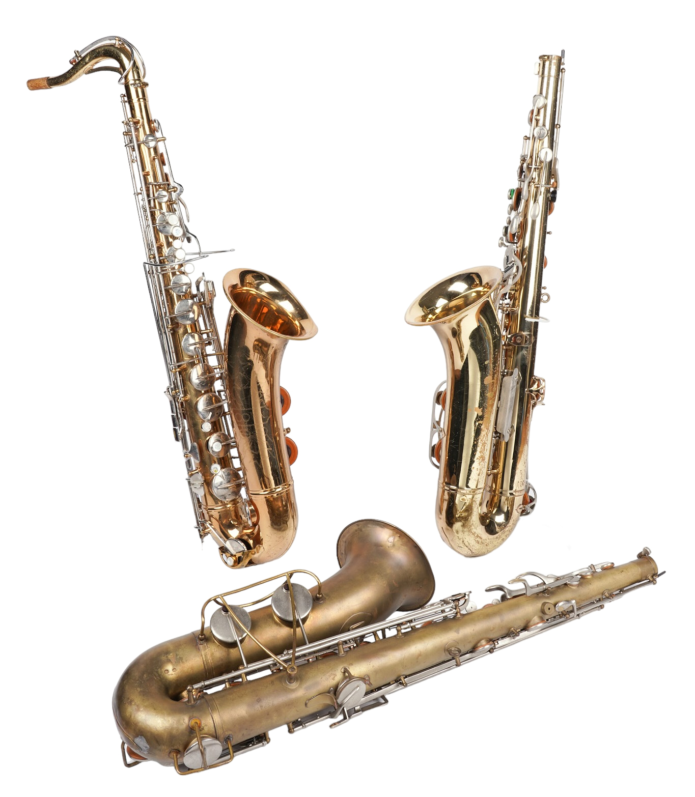 (3) Tenor saxophones, no cases, c/o