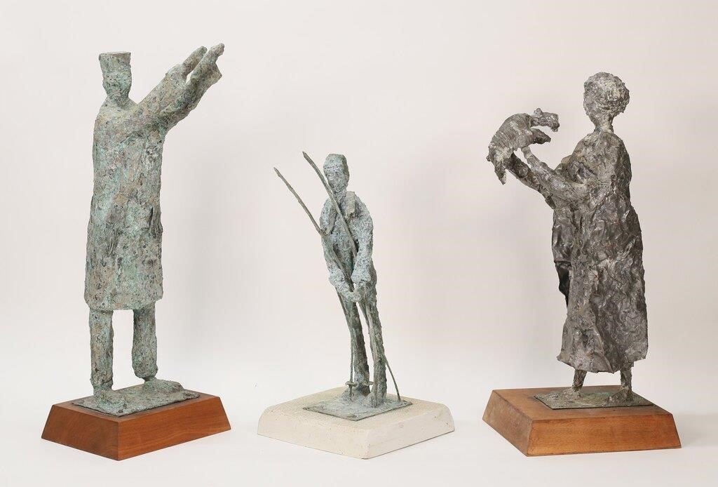 3 TEXTURED CAST METAL FIGURAL
