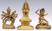 (3) TIBETAN GILT BRONZE PALDEN