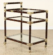 3 TIER WOOD BRASS GLASS BAR CA