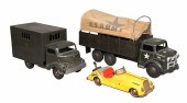 (3) Tin litho trucks and car t