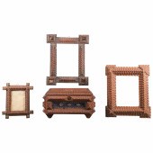 (3) Tramp art frames and box t