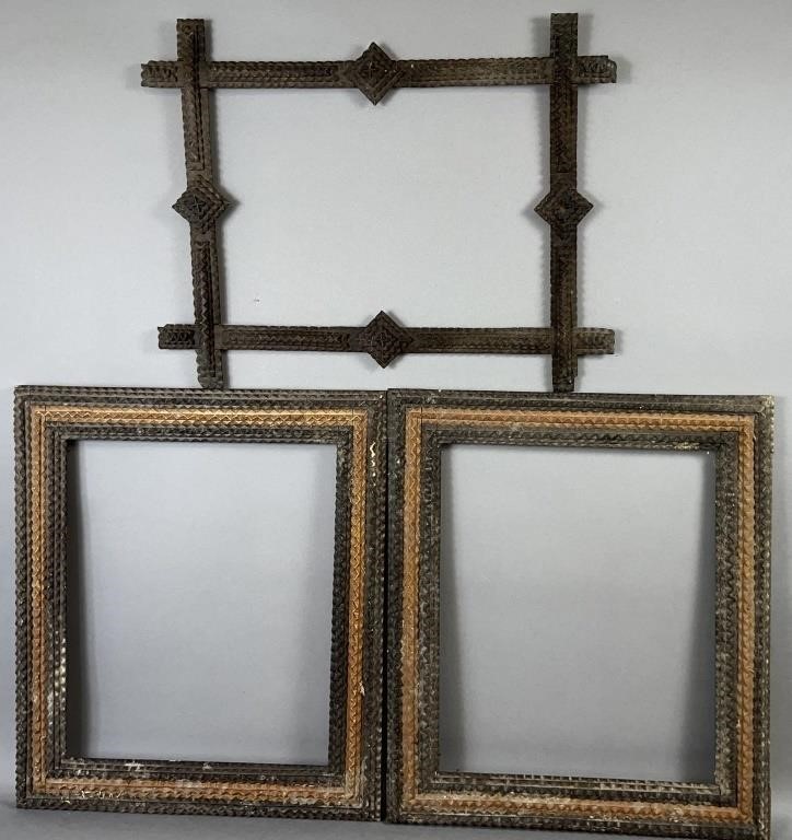 3 TRAMP ART FRAMES CA. 1890-1920;