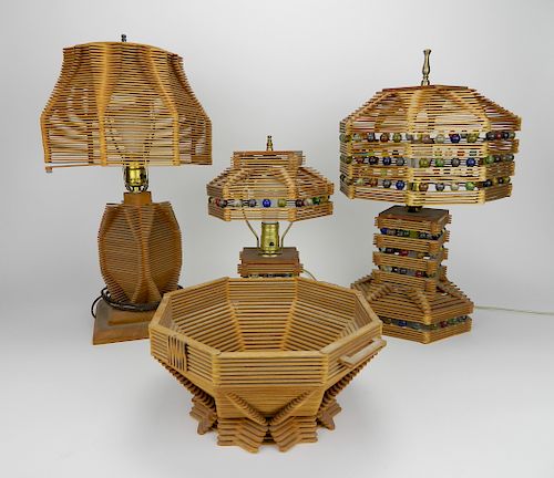 3 TRAMP ART POPSICLE STICK LAMPS3
