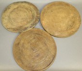 3 TURNED WOOD PLATESca. 18th-e