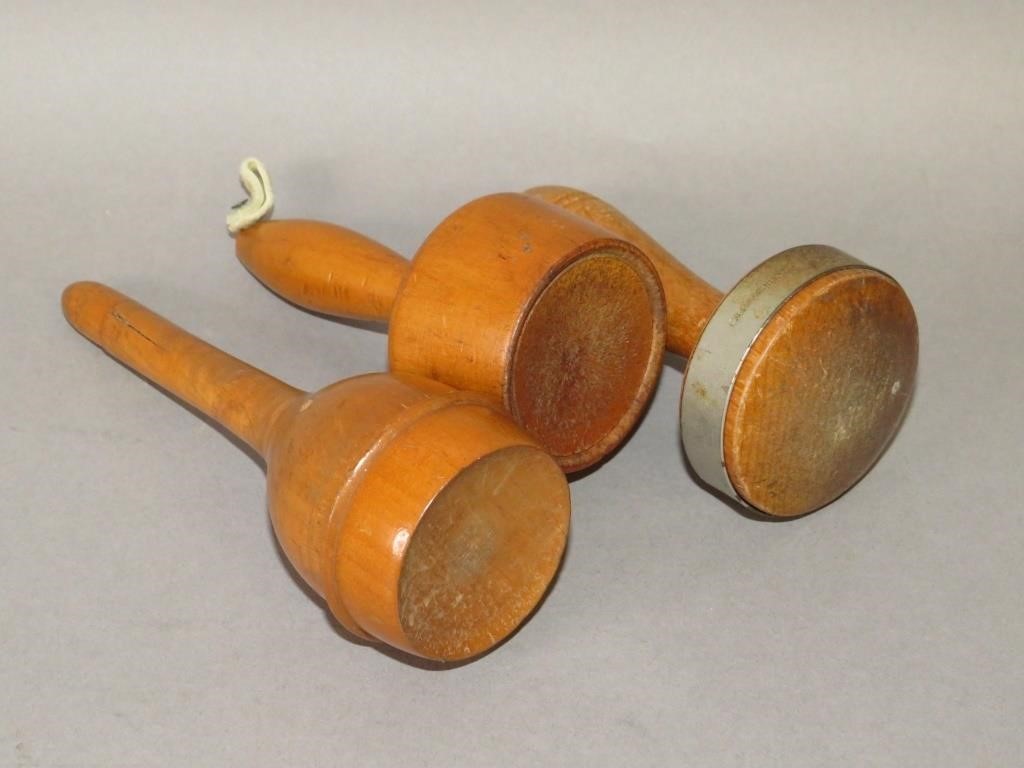 3 TURNED WOOD SOCK DARNERSca.