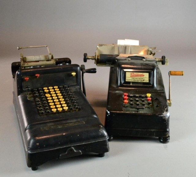 (3) TWO ADDING MACHINES & ONE
