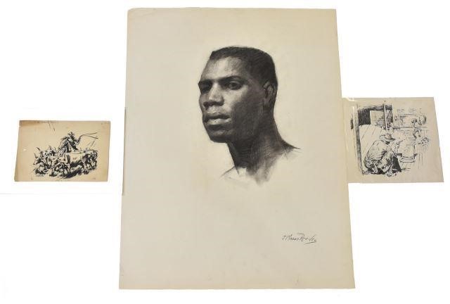 (3) UNFRAMED INK & CHARCOAL
