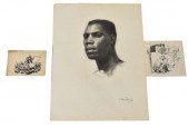 (3) UNFRAMED INK & CHARCOAL DR