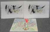 3 Unframed Prints. 2 LAM Etchi